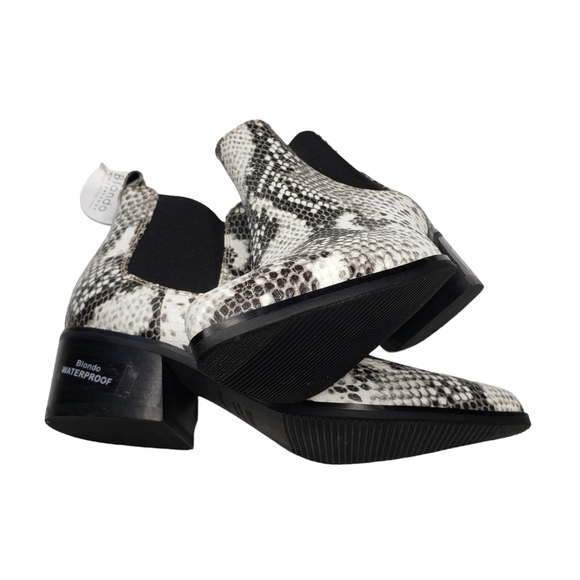 Blondo | NWOT Waterproof Leather Cream Snake Print Ankle Booties Women's 5.5 - Picture 5 of 14